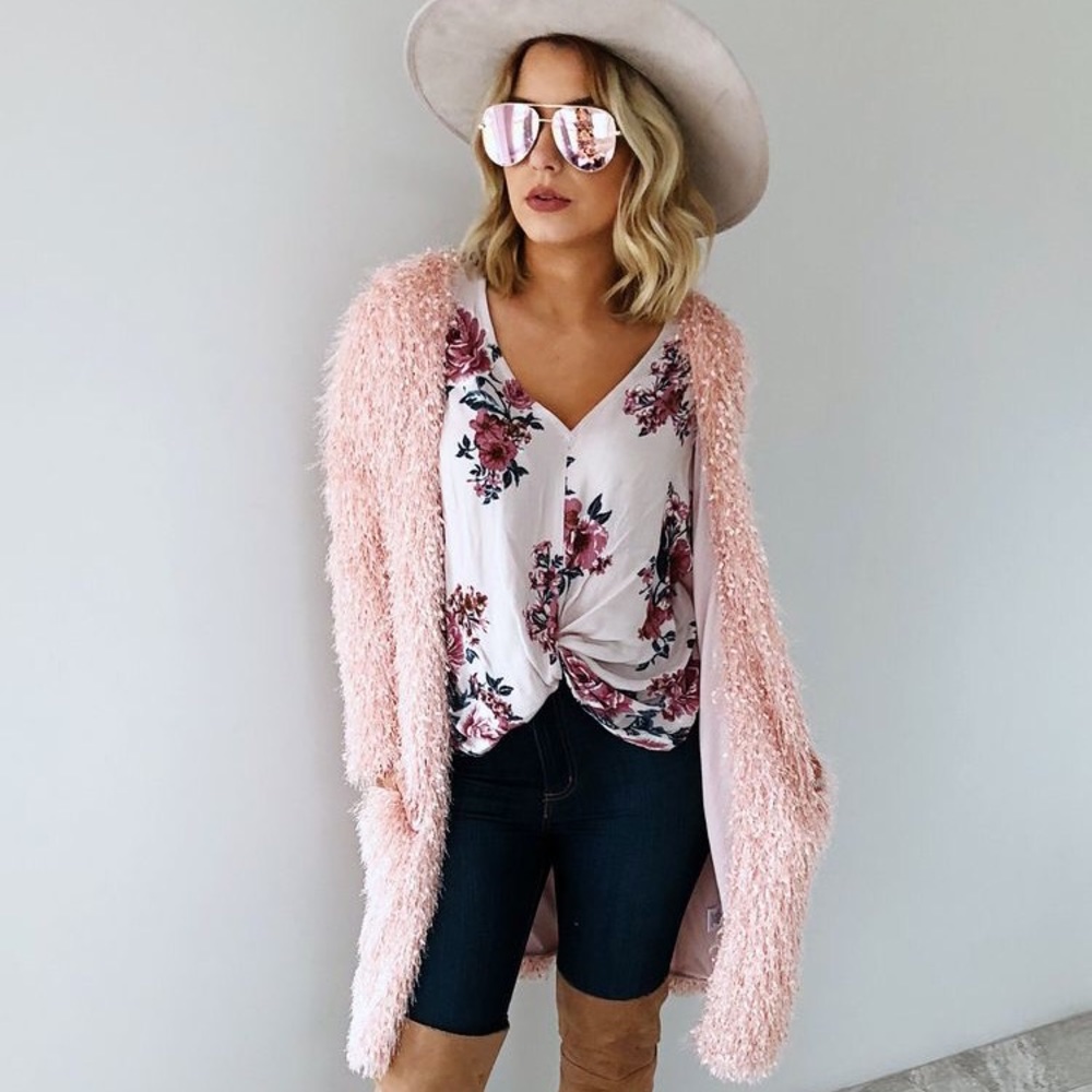 Fuzzy Pink Cardigan